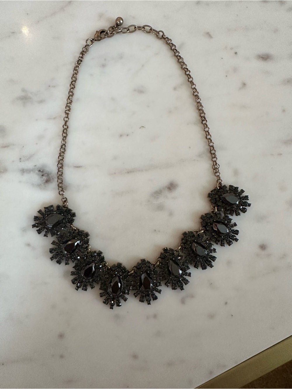 J. Crew Black Crystal Bib Necklace